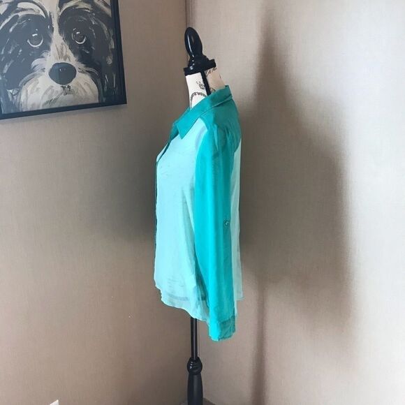 Bongo large aqua Blouse women’s long sleeve - Picture 6 of 16